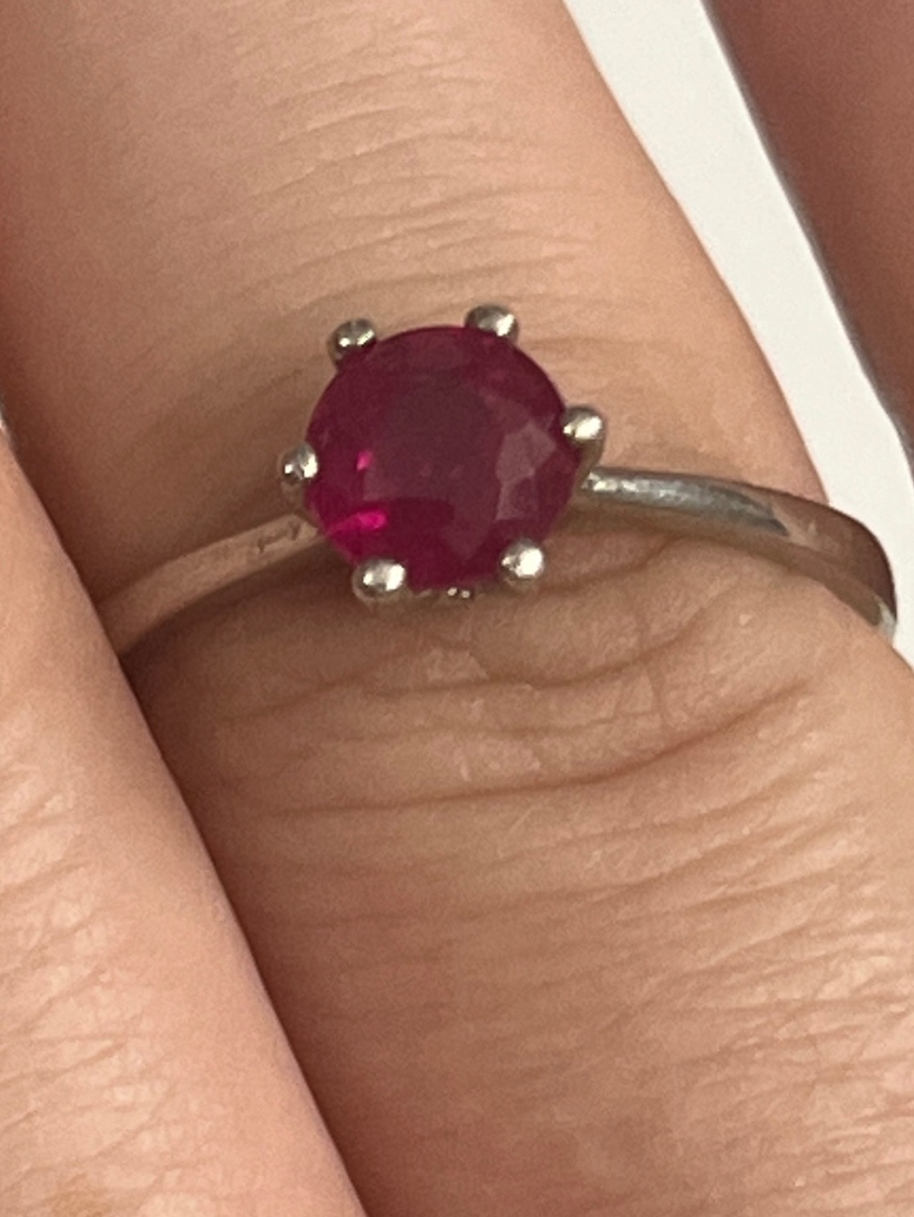 Women's ruby Solitaire ring